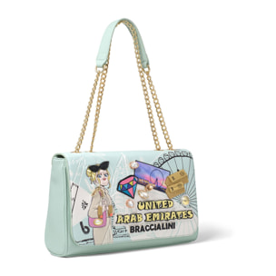 Borsa a spalla da donna In Poliestere e Poliuretano Prodotto artigianale 34x22x8,5 cm