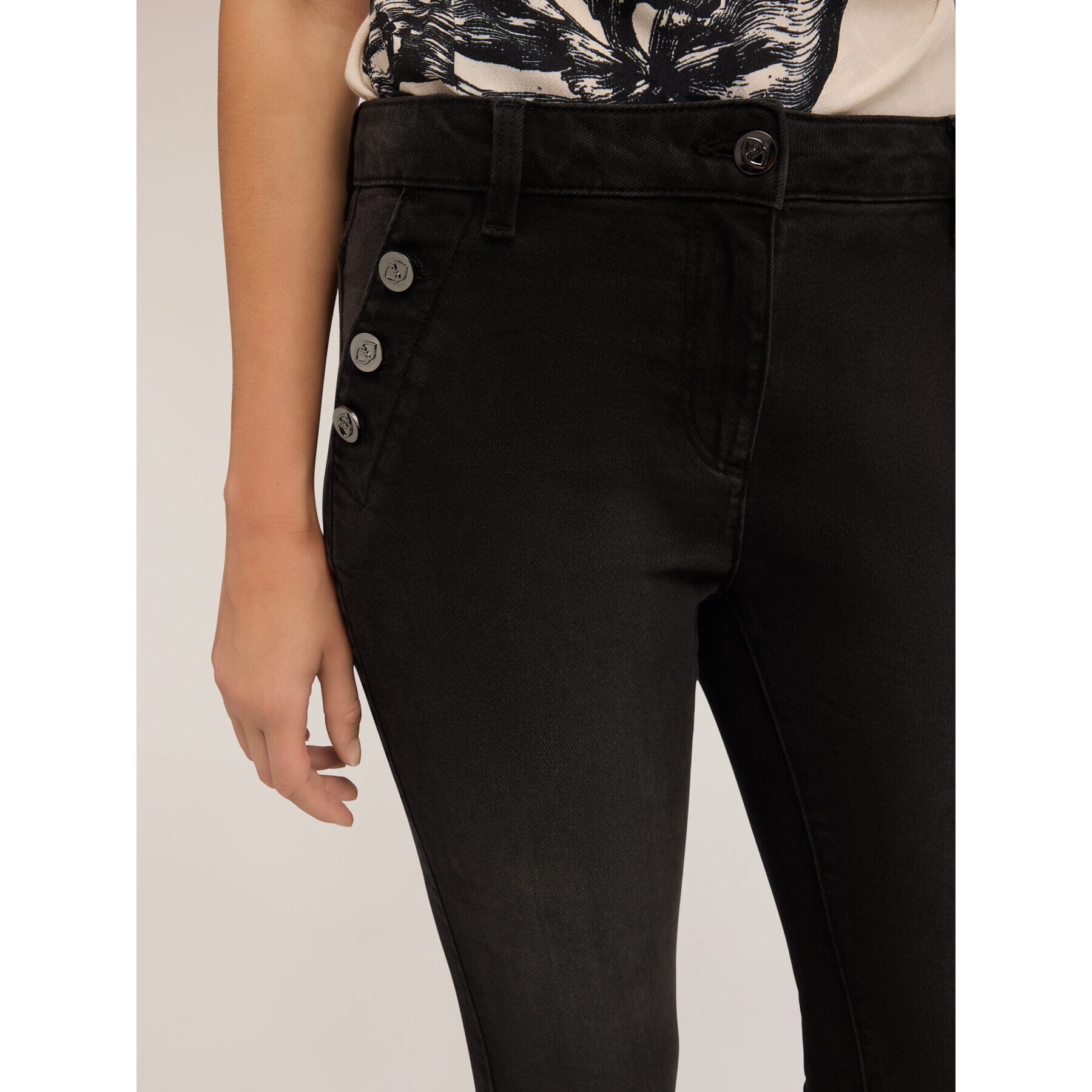 Motivi - Jeans skinny con bottoni - Nero