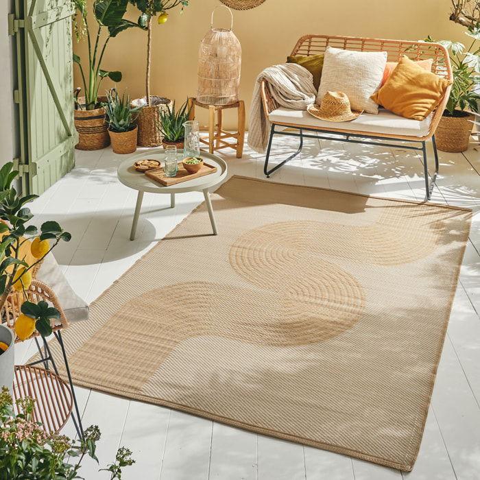 CAPRI - Tapis d'extérieur à motif vague - Beige