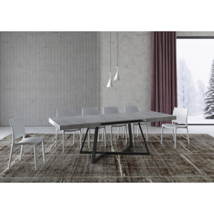 Table extensible 90x160/420 cm Booster gris béton pieds anthracite