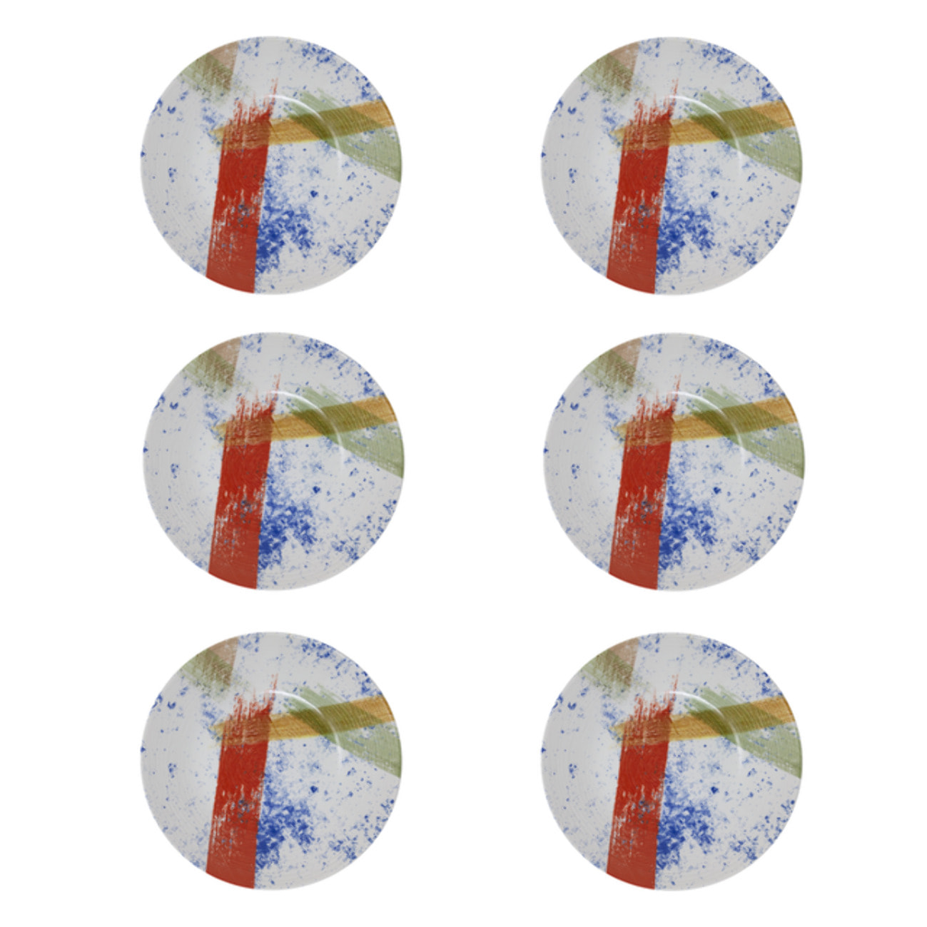 Set 6 piatti fondi Canva in ceramica sottosmalto