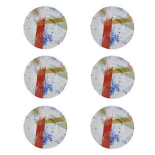 Set 6 piatti fondi Canva in ceramica sottosmalto