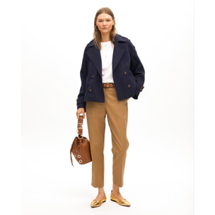 Pantaloni chino con elastico logato e strass