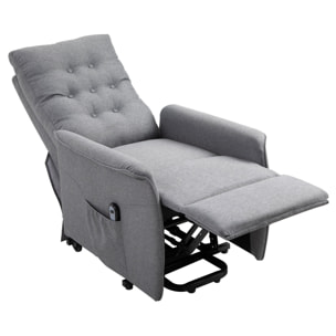 Fauteuil de relaxation électrique fauteuil releveur inclinable avec repose-pied ajustable lin gris