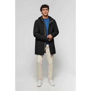 Parka técnica negra con capucha y parche bicolor Polo Club