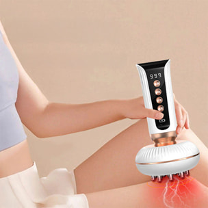 Masajeador corporal EMS + vibración con 9 intensidades y 9 niveles de temperatura.