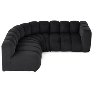 Debbie - canapé modulable d'angle gauche 4 places avec accoudoir en tissu texturé - Noir