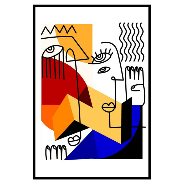 Affiche encadrée branche graphique minimaliste Affiche + cadre en métal - Noir