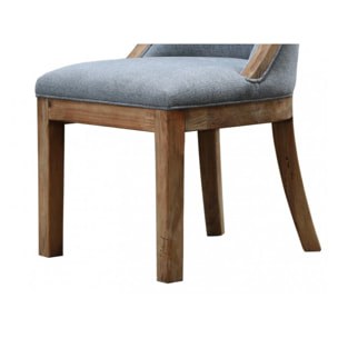 Chaise en tissu gris avec structure en bois de pin recyclé - ORIGIN