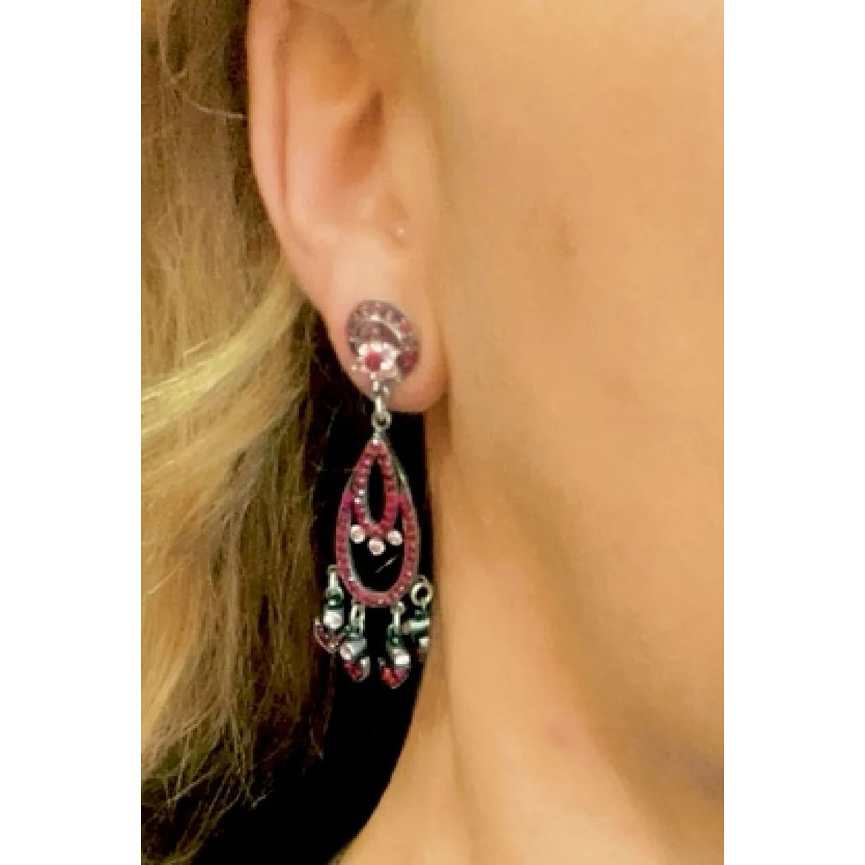 Pendiente largo multicristal Sw y plata 925 10µ T4