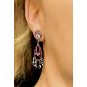 Pendiente largo multicristal Sw y plata 925 10µ T4