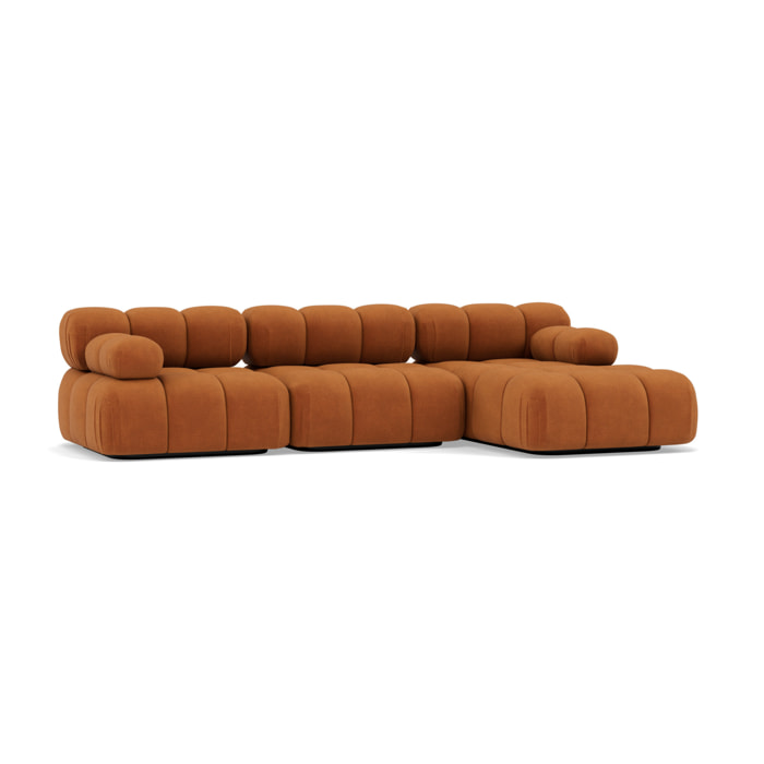 Ruby - canapé modulable d'angle droit 4 places en velours texturé - Terracotta
