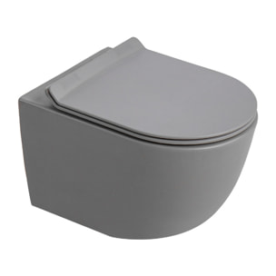 PixL WC suspendu en céramique Vortex , fixations invisibles + abattant Soft-Close, Gris mat (CEPX010RTORPGRM)