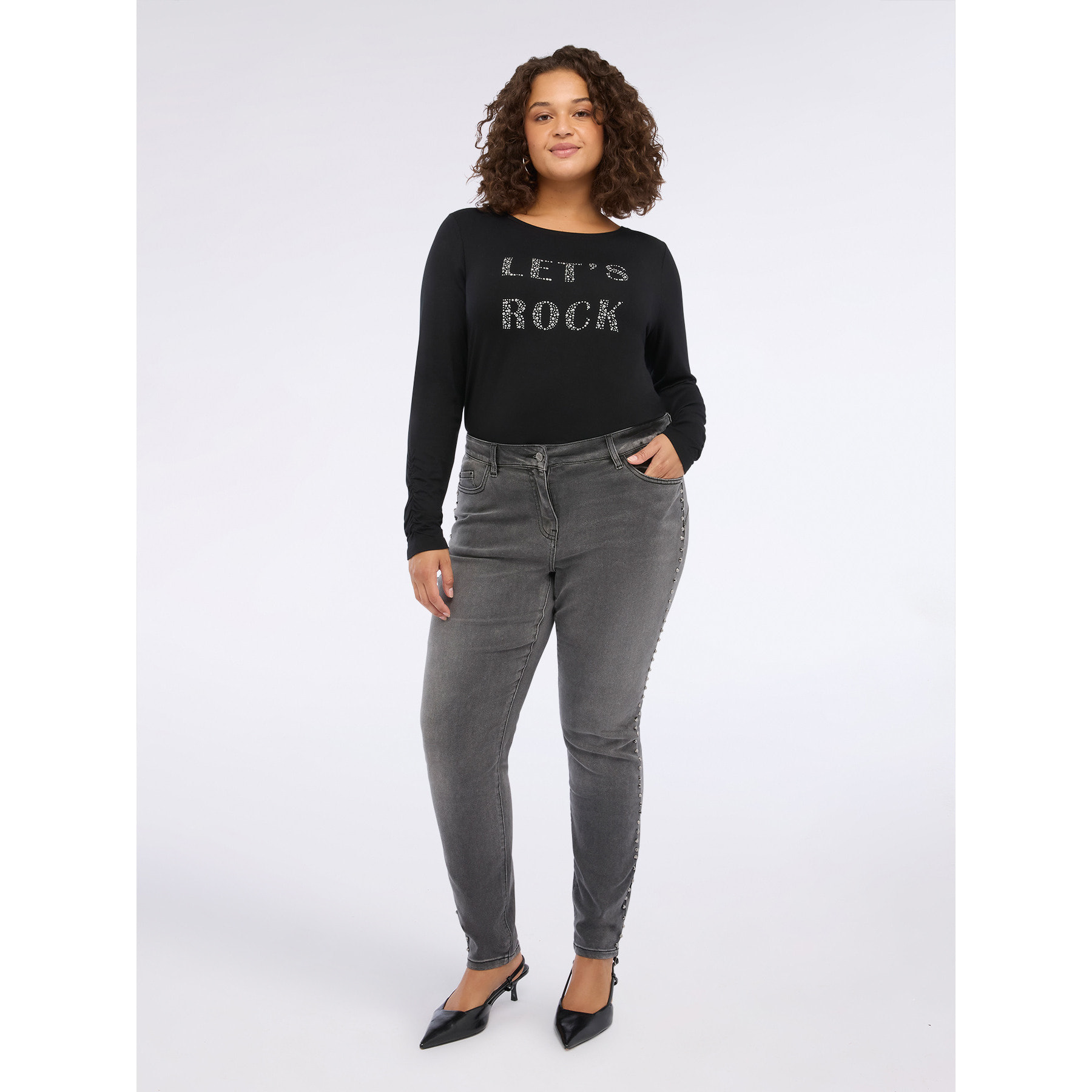 Fiorella Rubino - Jeans skinny con borchie - Grigio