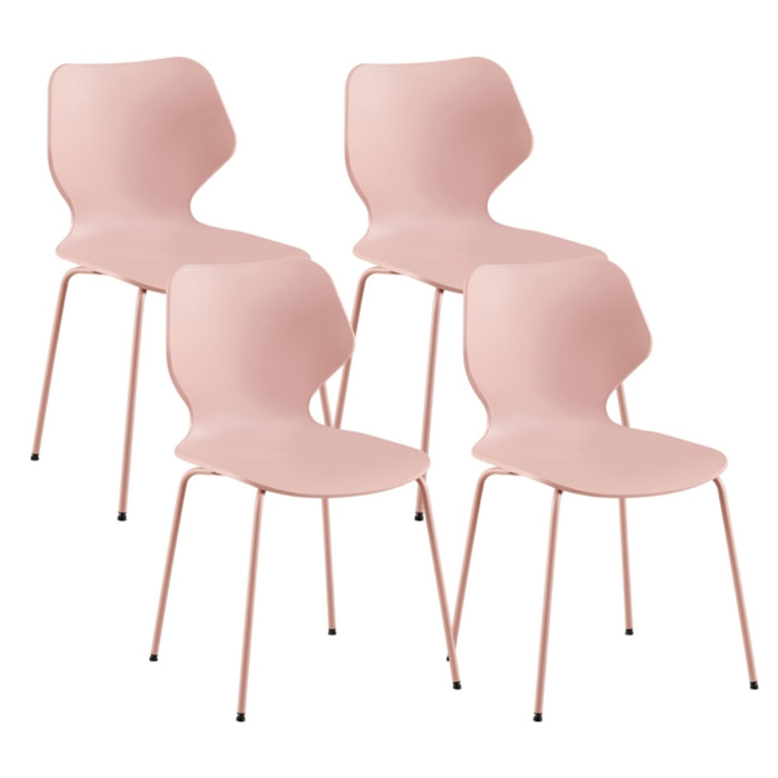 Set 4 sedie design rosa gambe in metallo verniciato - Selene