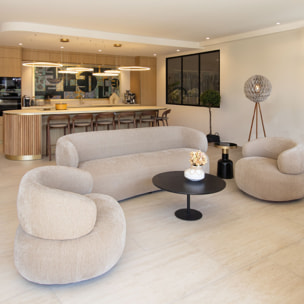 Canapé en velours texturé beige 2 places GLOVE