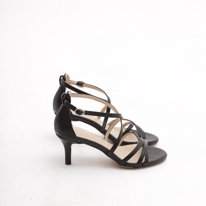 SANDALO FASCETTE INCROCIATE CHOCOLA' NERO