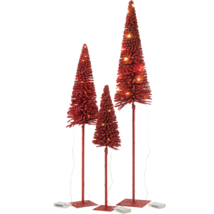 J-Line décoration sapin de Noël - plastique - rouge - large - LED/piles