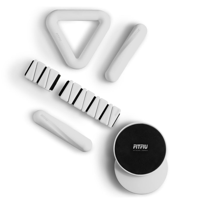 Kit Fitness 4 Accessoires avec Kettlebell, Haltères, Poignets de Musculation, Disques et Bande Élastique