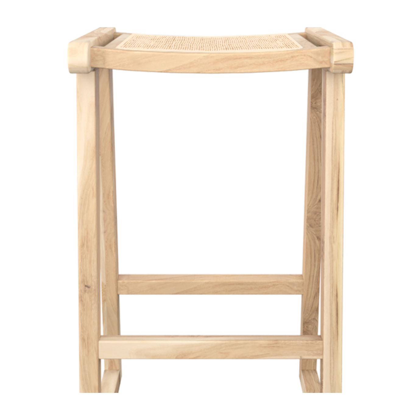 Tabouret pour îlot central 66 cm en teck et rotin naturel - Haida