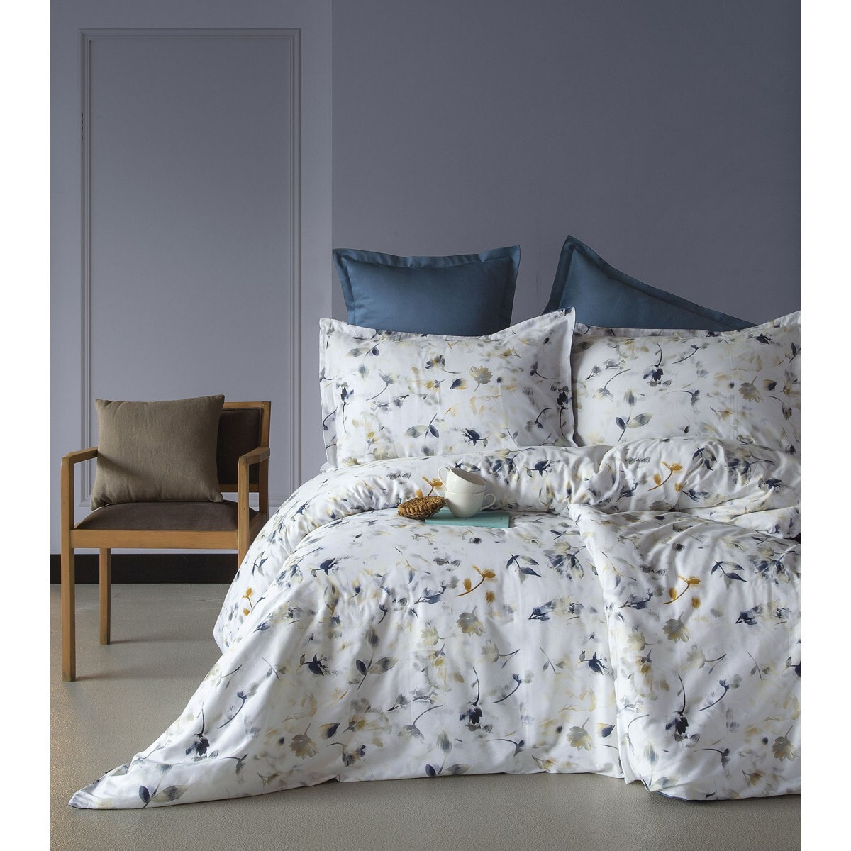 Parure housse de couette et taies oreiller 100% Satin de Coton imprimé