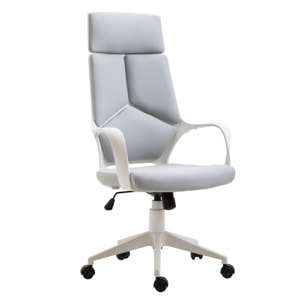 Silla de Oficina Giratoria, Función Basculante, Silla de Escritorio de Malla con Altura Ajustable, Respaldo Alto y Reposabrazos, para Estudio, Dormitorio, Despacho, Carga 120 kg, Gris