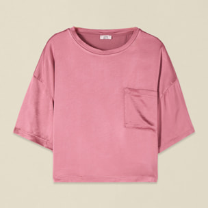 Oltre - Blusa boxy in raso di viscosa - Rosa