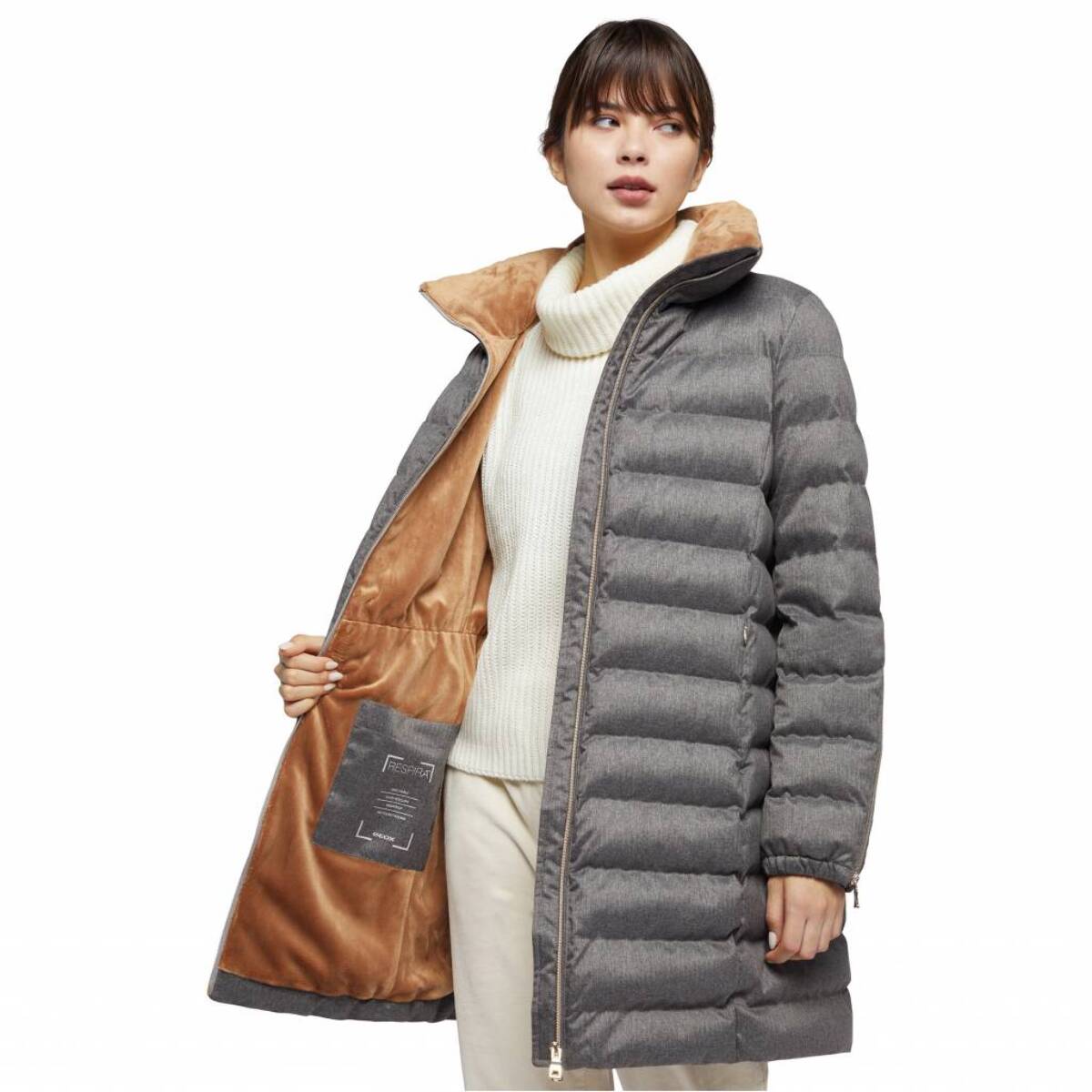 Abrigos Mujer de la marca GEOX  modelo W ILDE PARKA FLANPRINTED GRIS