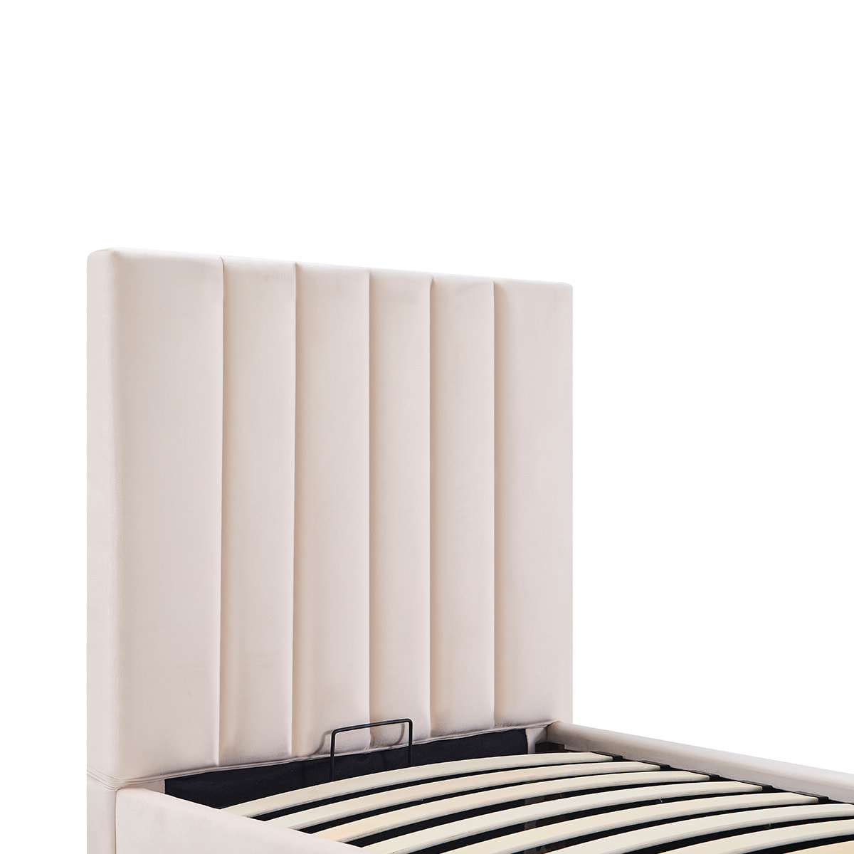 Lit coffre Giulia velours beige - 1 place