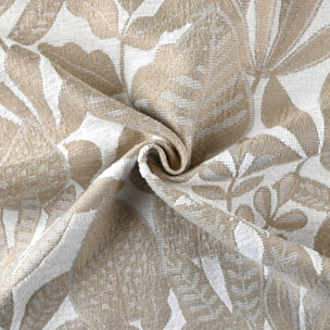 Rideau jacquard chenille à motif feuilles tamisant - Blanc