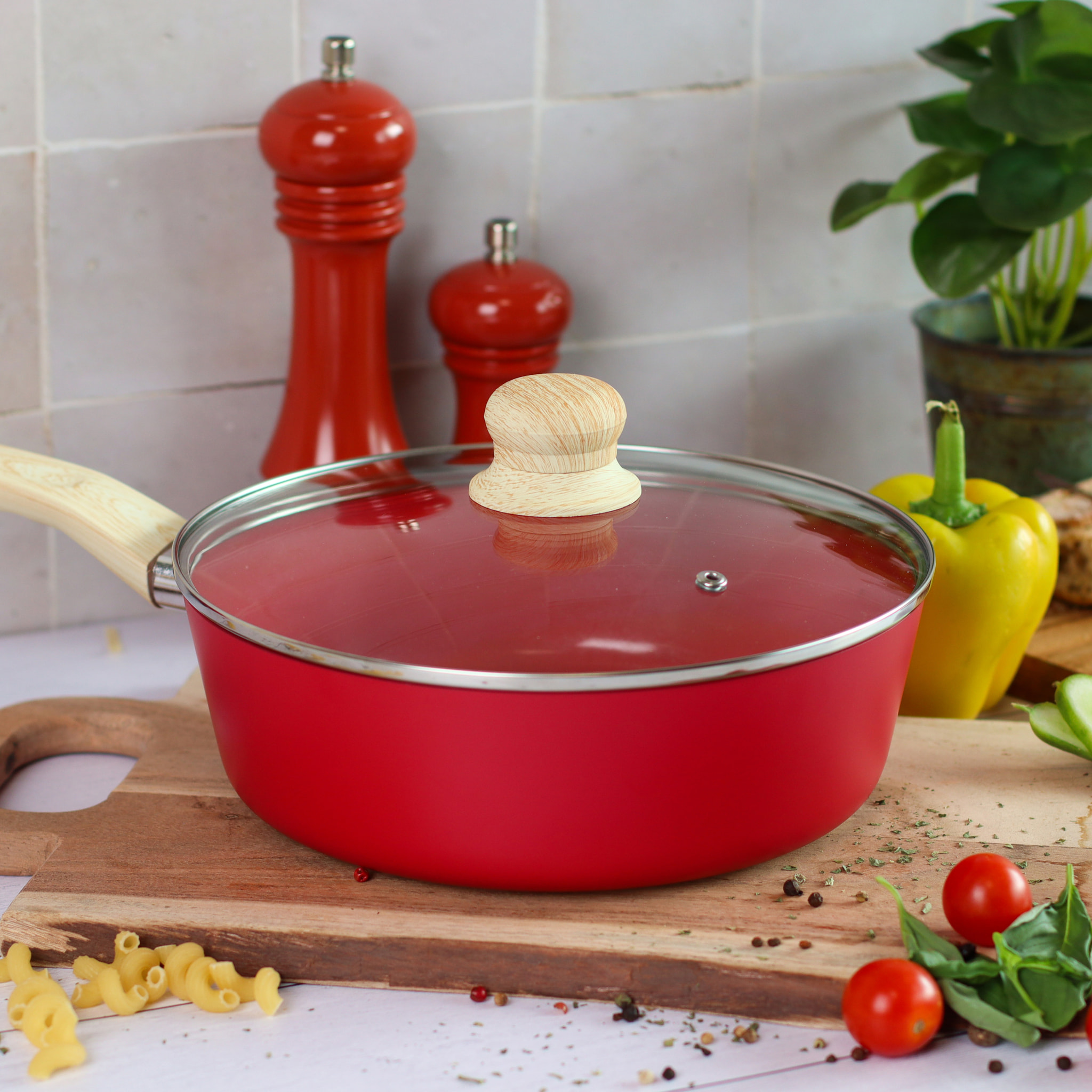 Sauteuse en revêtement céramique 24cm rouge - tous feux COLORAMA