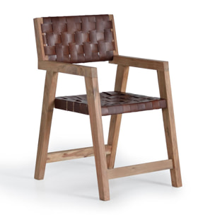 Sillón de Madera de Acacia 53 Cm Estilo Rústico Vintage