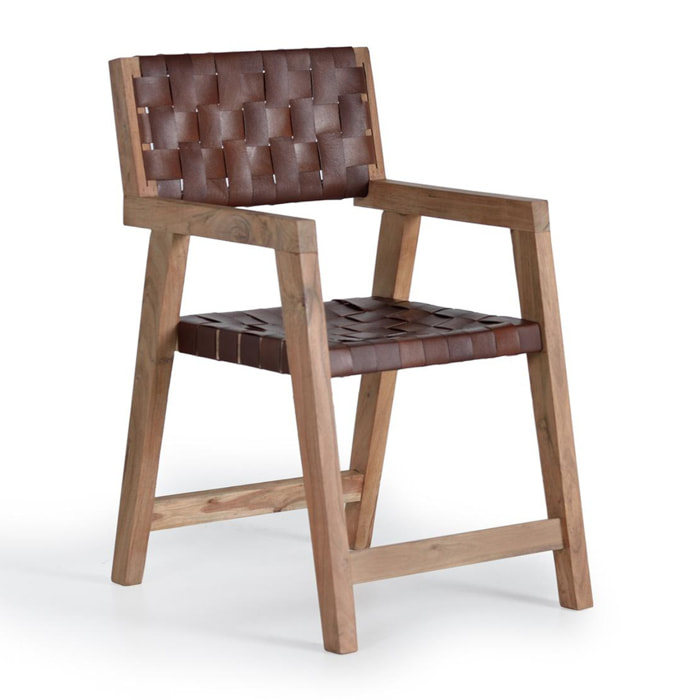 Sillón de Madera de Acacia 53 Cm Estilo Rústico Vintage