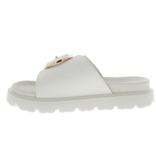 Armata di Mare Scarpe Donna Ciabatte con Fibbia in Metallo AMD S51H01 White