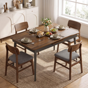 HOMCOM Mesa de Comedor Extensible, Mesa de Cocina Rectangular para 4-6 Personas, Estilo Industrial, Esquinas Redondeadas, 130-160x85x75 cm, Nogal Claro