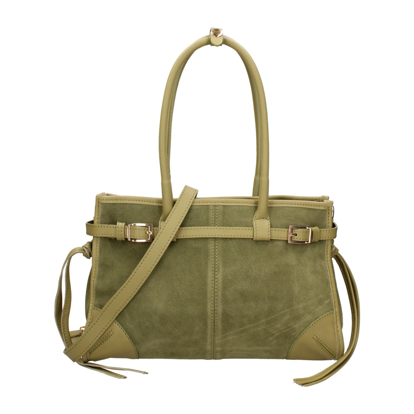 Borsa a spalla da donna Made in Italy - Modello Novara Ultra - Pelle scamosciata - 31.5 x 20.0 x 14.0 cm