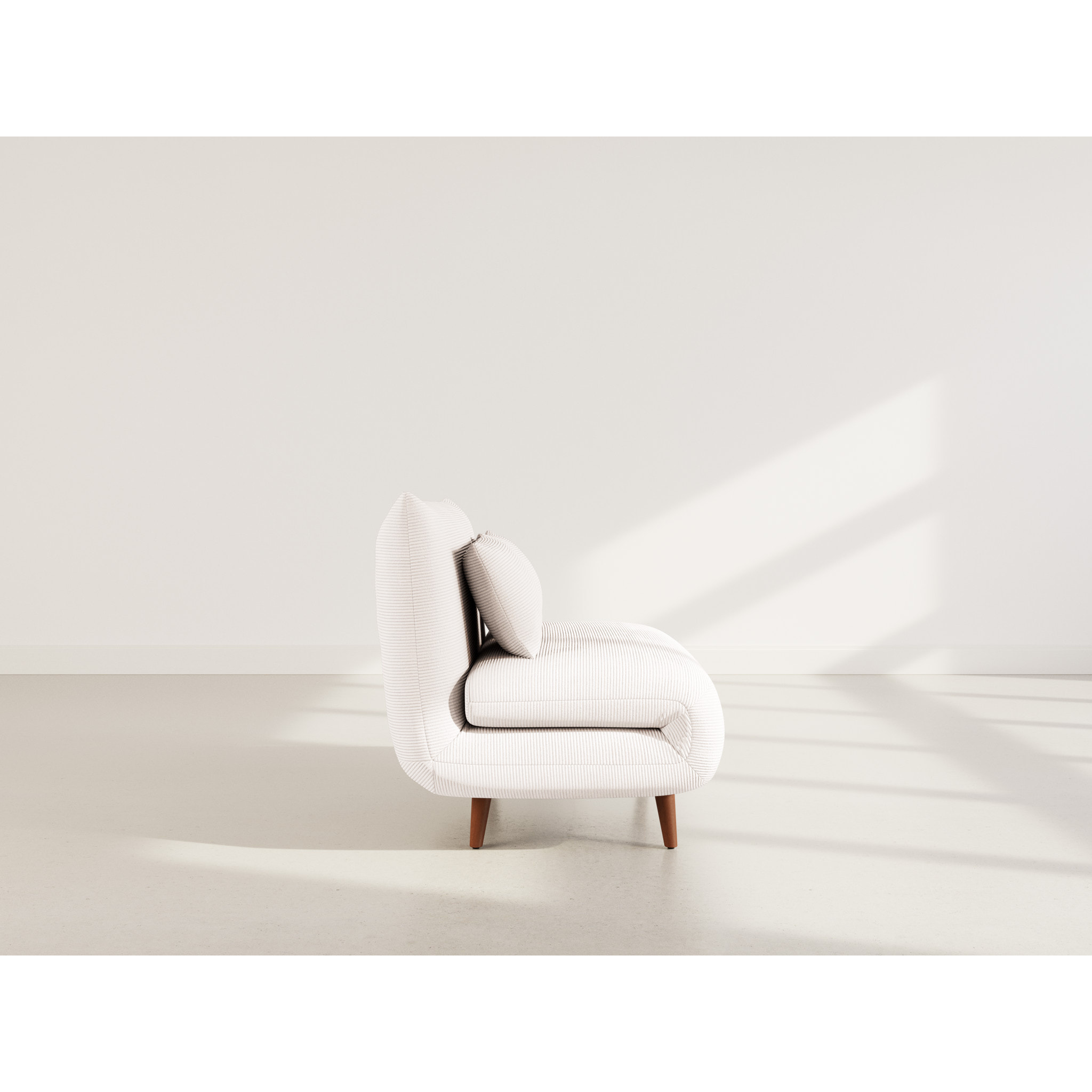 Lumi - Banquette convertible clic-clac 1 place en velours côtelé - Beige