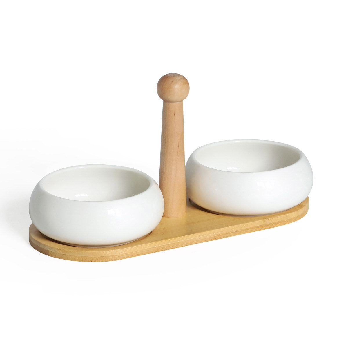 Tapas - Set de 2 coupelles apéritives en céramique avec plateau en bambou