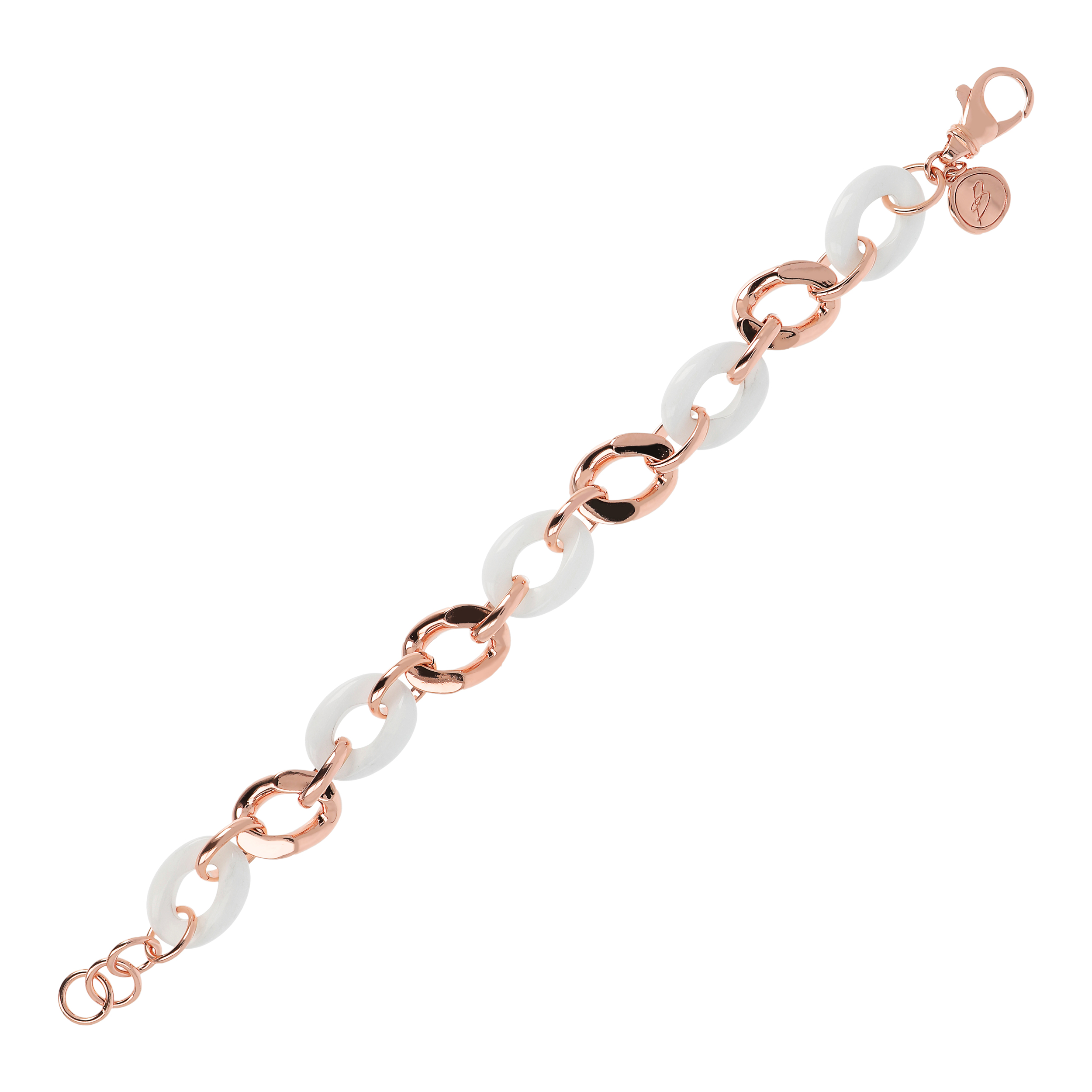 Bracciale Catena Grumetta in Agata Bianca e Golden Rosé