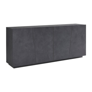 Credenza moderna a 4 ante, Made in Italy, Madia da cucina, Buffet di design da soggiorno, cm 200x43h86, colore Grigio Ardesia