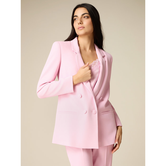 Oltre - Blazer cruzado de tejido crepé - Rosa