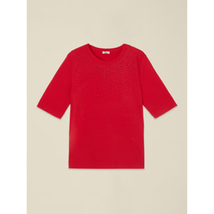Oltre - Camiseta con tachuelas degradadas - Rojo