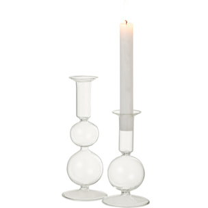 J-Line chandelier 2 Boules - verre - transparent - large