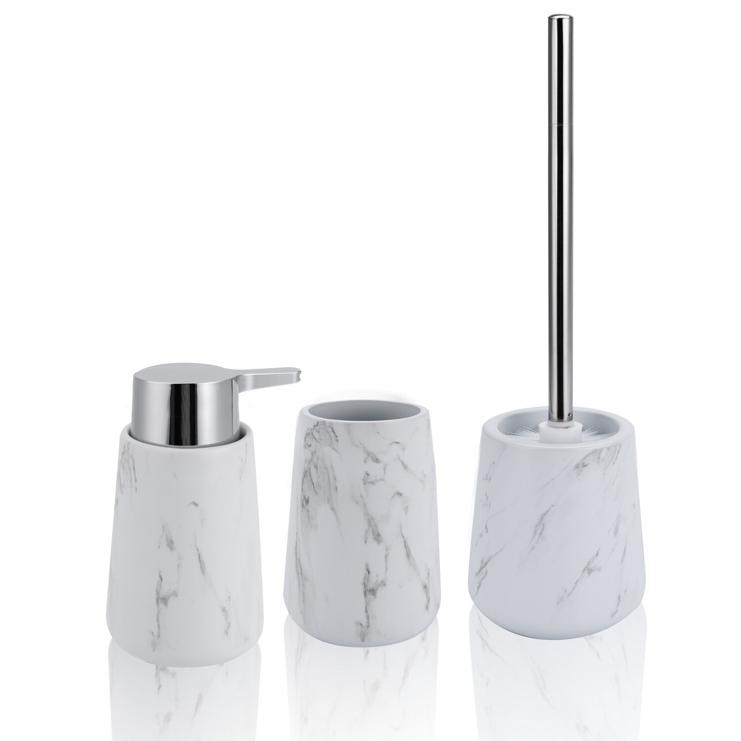 Distributeur de savon Tomasucci MARBLE -B, en céramique, blanc, 8,3 × 8,3 × 15 cm