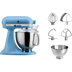 Robot pâtissier KITCHENAID 5KSM175PSEVB bleu velvet, 4,8 L, bol avec poignée + bol 3 L, batteur souple et couvercle