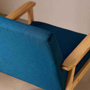 Fauteuil scandinave bois de peuplier, d'hévéa et tissu ISAK