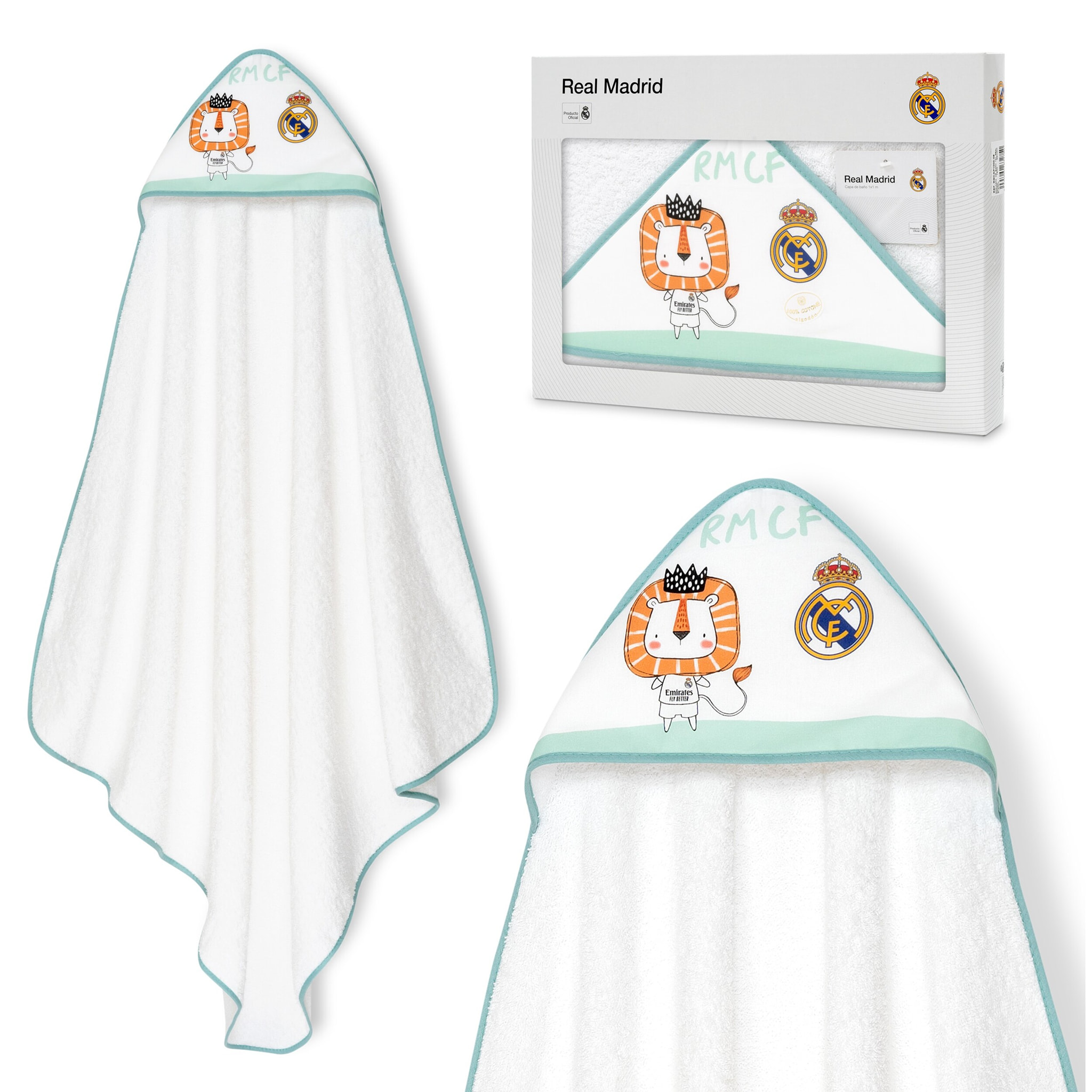 Capa de Baño 1X1 Real Madrid Leon Escudo Bco/Verde