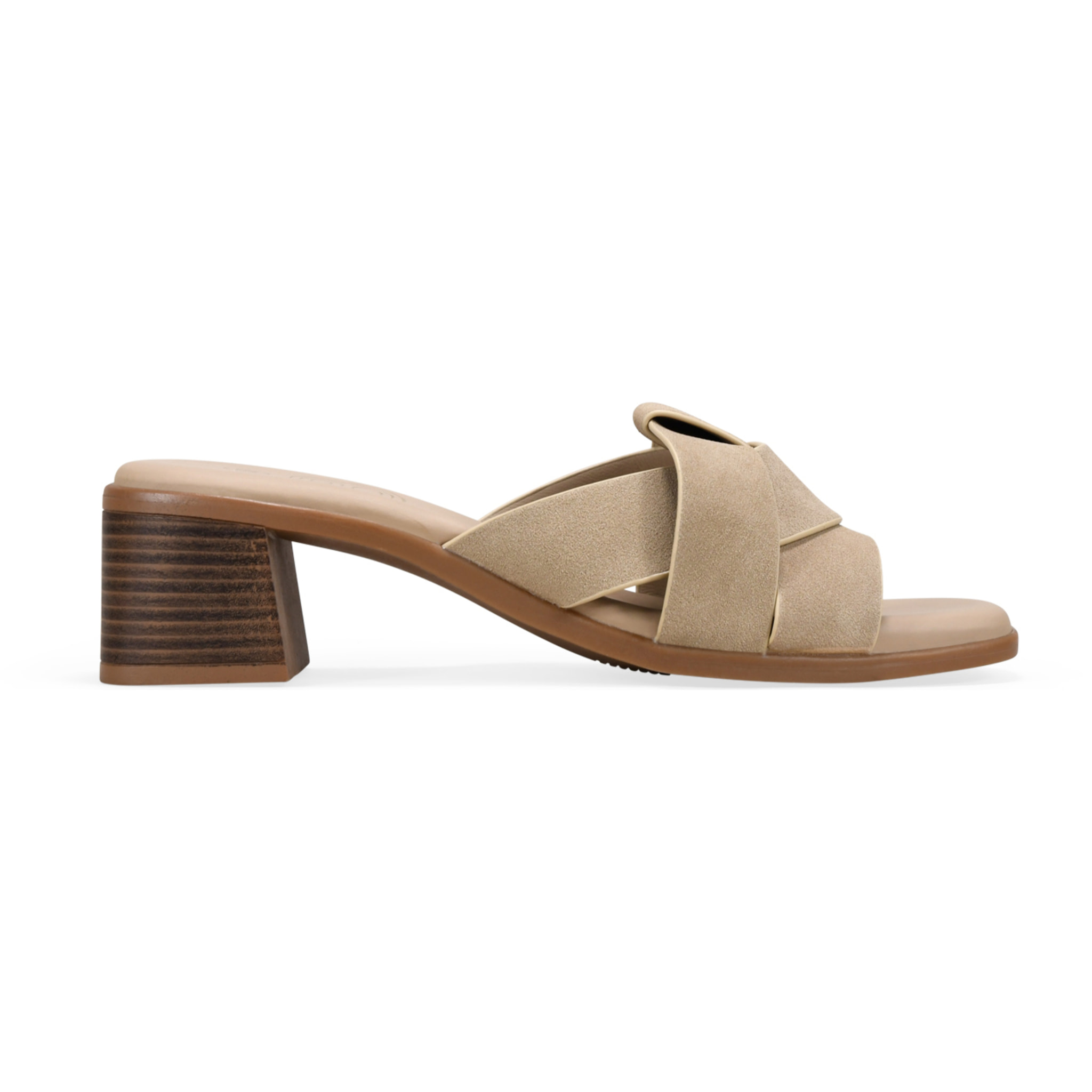 Sandalias destalonadas beige con tacón