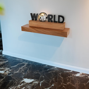 Well home lámpara con texto led ''world'' - decoración moderna en mdf y hierro 38x8x15cm