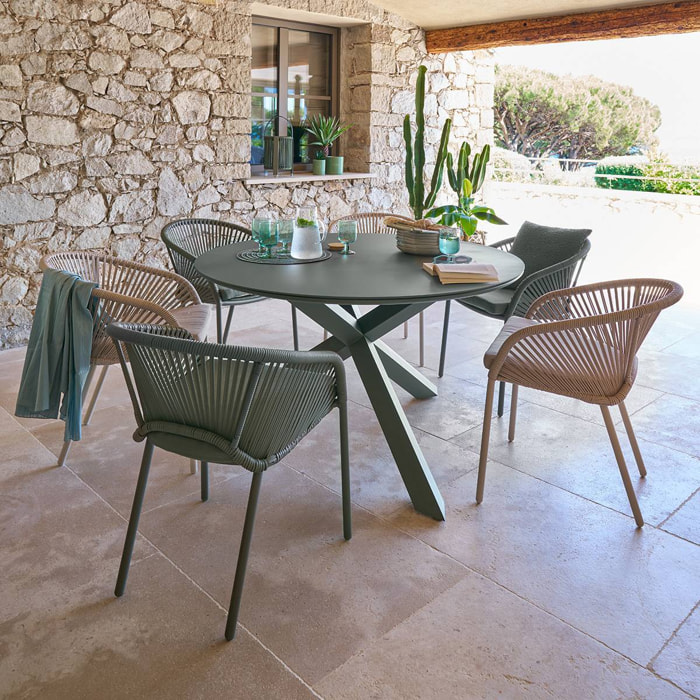 Table de jardin 6 places Oryon D130cm vert laurier